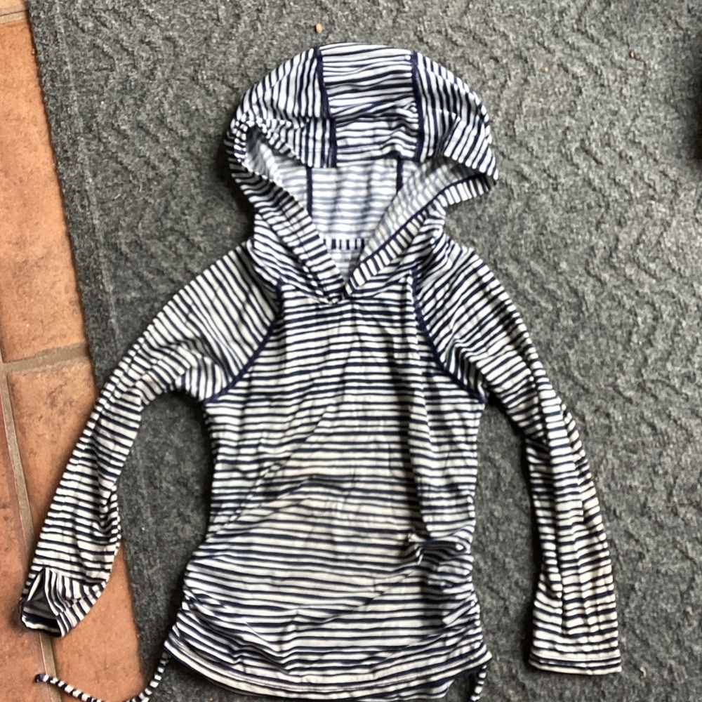 Garnet Hill Navy and White Striped swim shirt